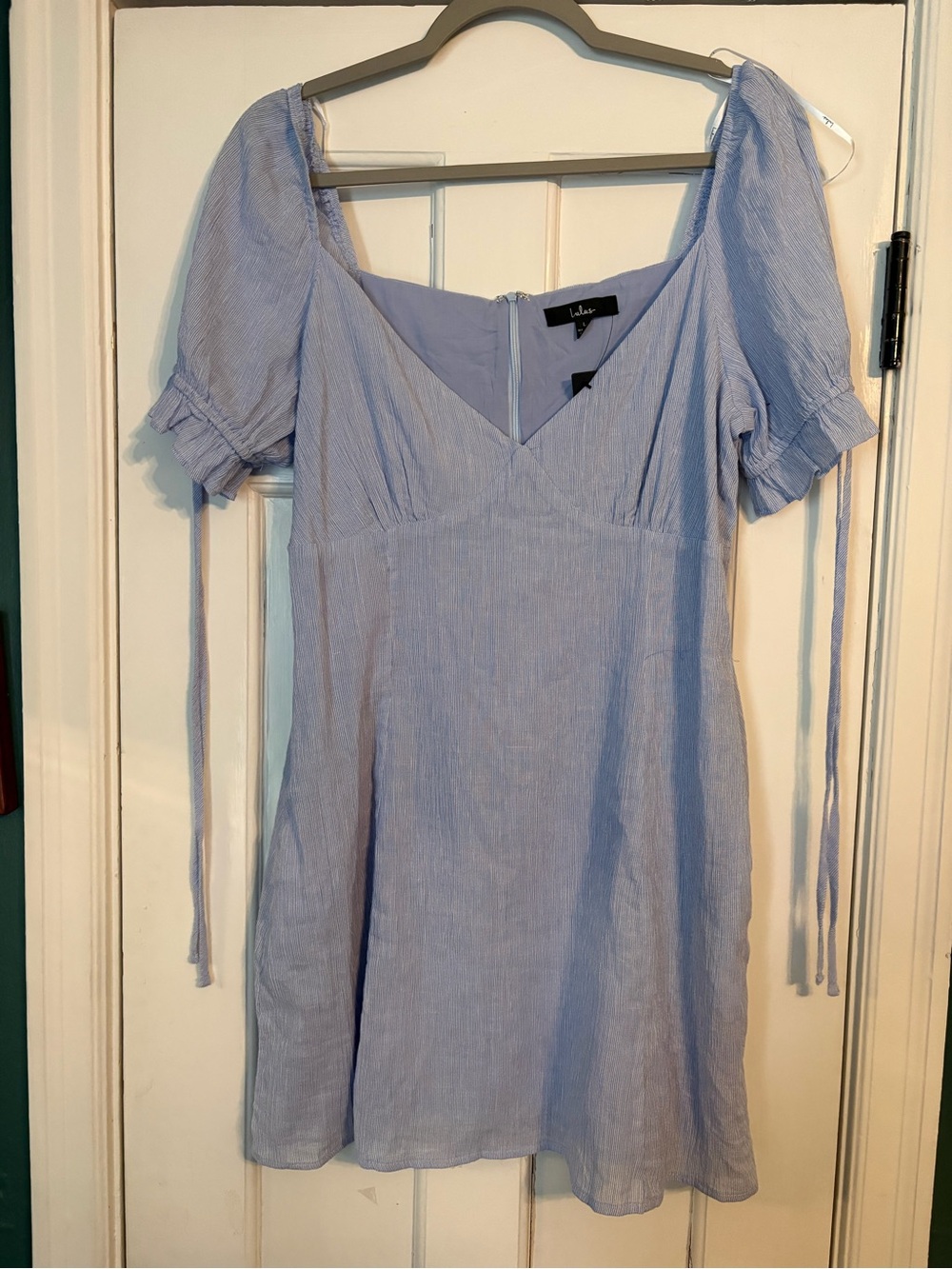 Lulu's Light Blue Short Sleeve V-Neck Mini Dress